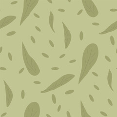 Abstract leaves seamless pattern. Plants elements endless background. Botanic foliage repeat cover. Vector hand drawn illustration.