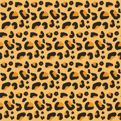 Leopard fur seamless pattern. Vector hand drawn illustration.