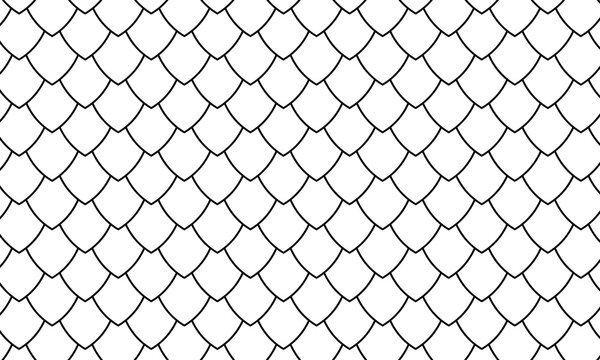 Dragon, snake or dinosaur scale pattern. Reptile animal skin or fish squama texture. Medieval armor ornament. Roofing design. Mermaid tail print. Lattice background. Vector graphic illustration.