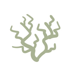 Coral green reef icon isolated on white background. Ecology environmental issues. Sea underwater elements. Vector handdrawn flat illustration