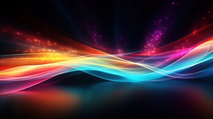 Fototapeta na wymiar Geometric wave abstract background design concept with rainbow-colored lights