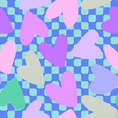 Valentines hearts seamless retro pattern for wrapping paper and fabrics and kids print and festive party accessories