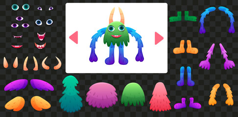 Big monster create constructor with  assets. Vector illustration © Yulia Zelinskaya