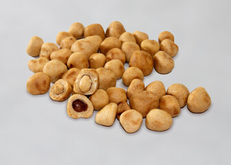 Fototapeta na wymiar pile of peanut coated on white background.