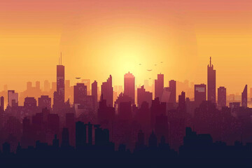 Fototapeta na wymiar Urban landscape backdrop cityscape silhouette modern 