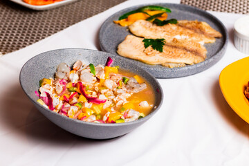 fish steak, ceviche