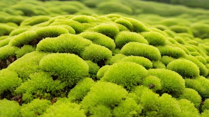 Dark green moss on the stone