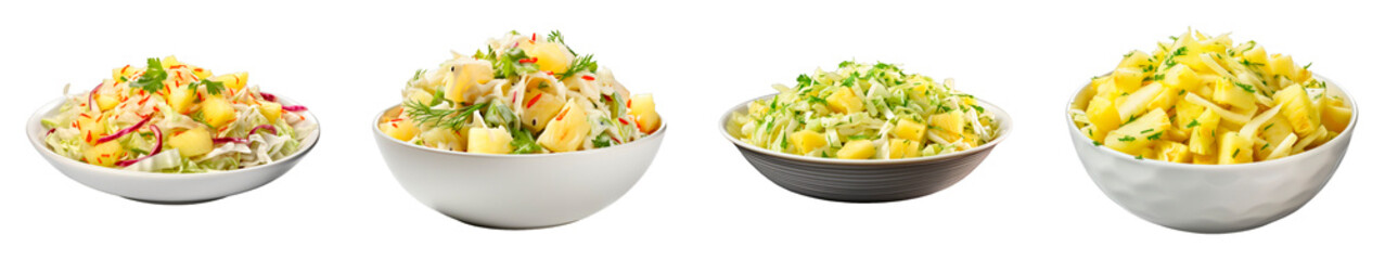 Collection of Pineapple Slaw isolated on transparent png background. Generative ai