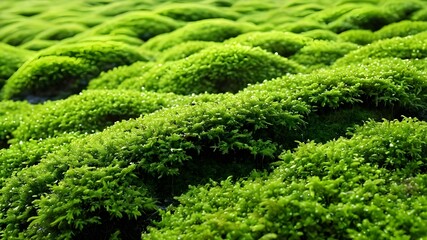 Dark green moss on the stone