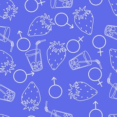 Summer pride fruit seamless lgbt cocktails and strawberry pattern for wrapping paper and fabrics and party accessories