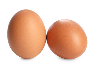 Two raw chicken eggs isolated on white