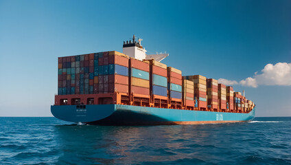 cargo ship with containers in a beautiful ocean logistic