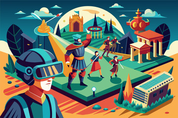 VR mockup for a virtual reality historical reenactment