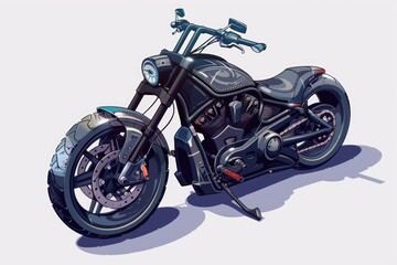 Detailed drawing of a motorcycle on a plain white background. Suitable for various design projects