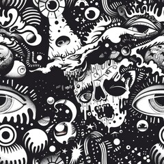 A skull drawing with eyes, suitable for various designs