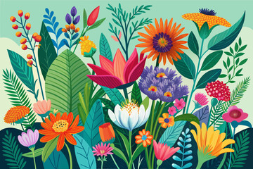 Vibrant botanical illustrations of wildflowers