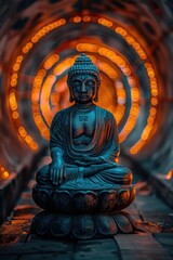 A serene statue of a person in meditation position. Suitable for mindfulness and relaxation concepts