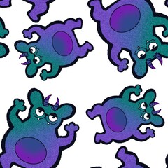 Halloween cartoon monsters seamless bears pattern for wrapping paper and fabrics and kids clothes print and festive