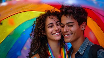 portrait of LGBTQ+ couple on pride month