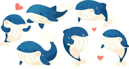  whale clipart vector for graphic resources