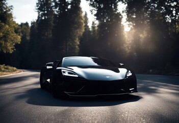 Naklejka premium 'black silhouette car photorealistic sports background design render 3d generic branded non three-dimensional coupe vehicle automobile sport elegant modern'