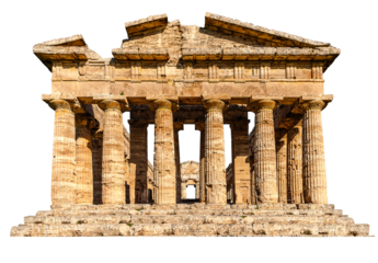 PNG.  The ruins of an ancient temple. The Greek temple. Front view.