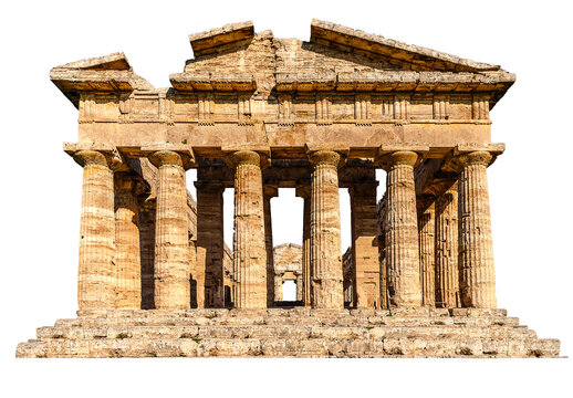 PNG.  The ruins of an ancient temple. The Greek temple. Front view.