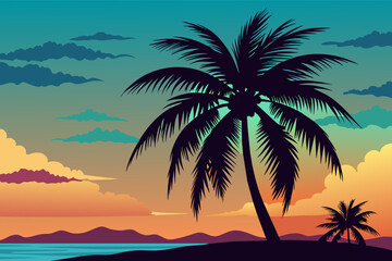 Fototapeta na wymiar The majestic beauty of a palm tree silhouetted against the sky