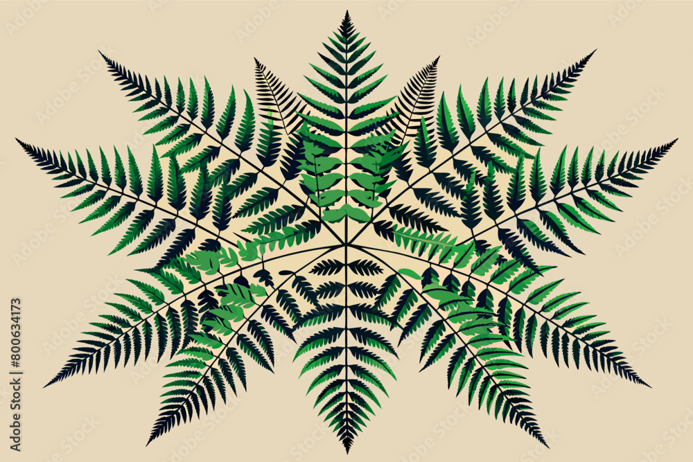 Poster The fractal pattern of a fern leaf, with repeating shapes and self-similar structures at different scales