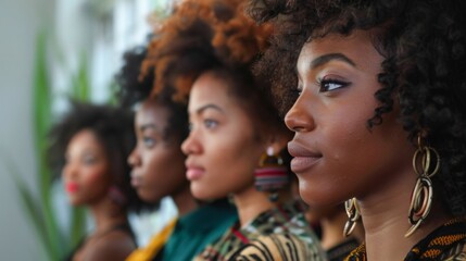 Profile View of Five Women in Traditional African Attire