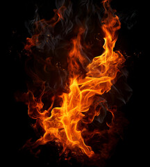 Fire on Black Background