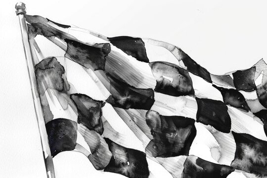 Black and white photo of a checkered flag, perfect for sports events
