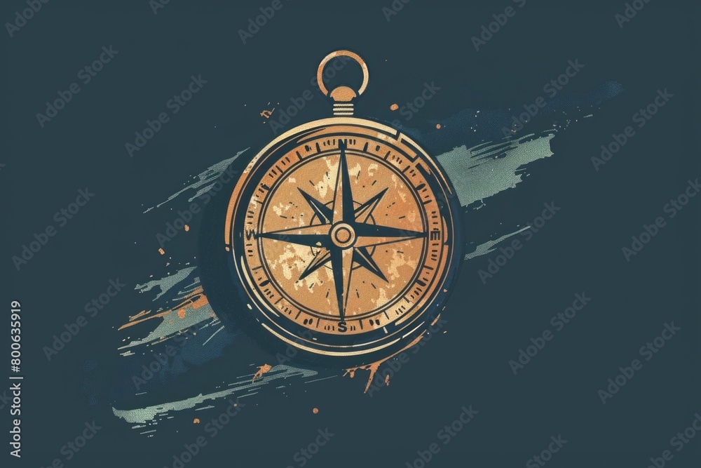 Poster a gold compass on a sleek black background. ideal for travel or navigation concepts