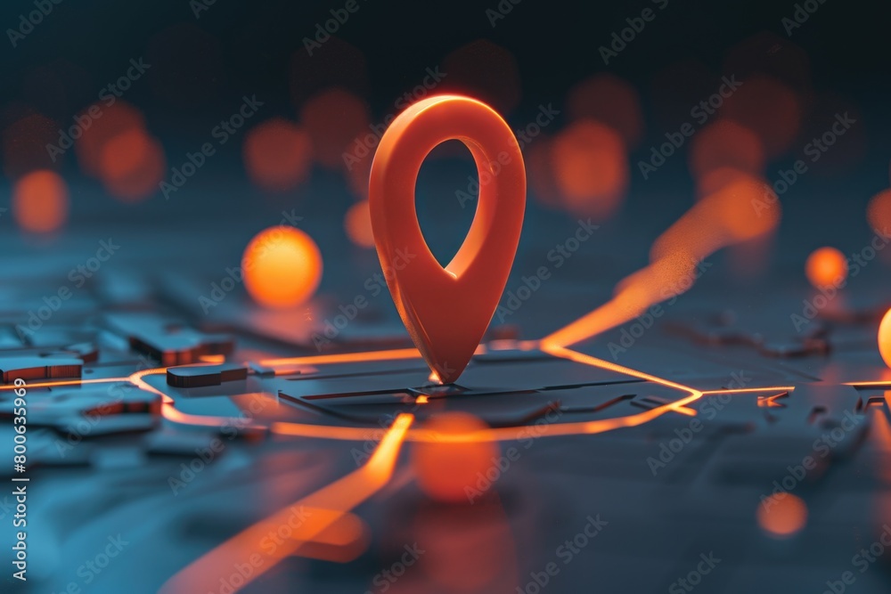 Aufkleber A map with a red pin, perfect for location tracking