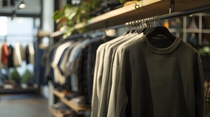 Obraz premium ショップのハンガーにかかった服