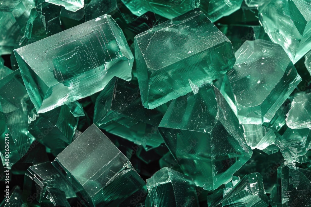 Poster close up of a pile of green glass. suitable for environmental and recycling concepts
