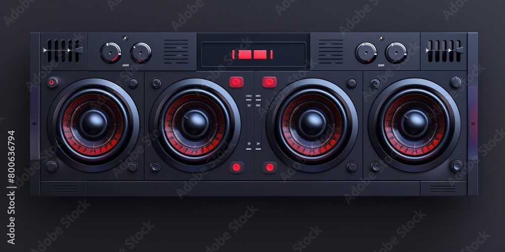 Aufkleber a stereo system with four speakers on top of it. ideal for music and sound-related projects