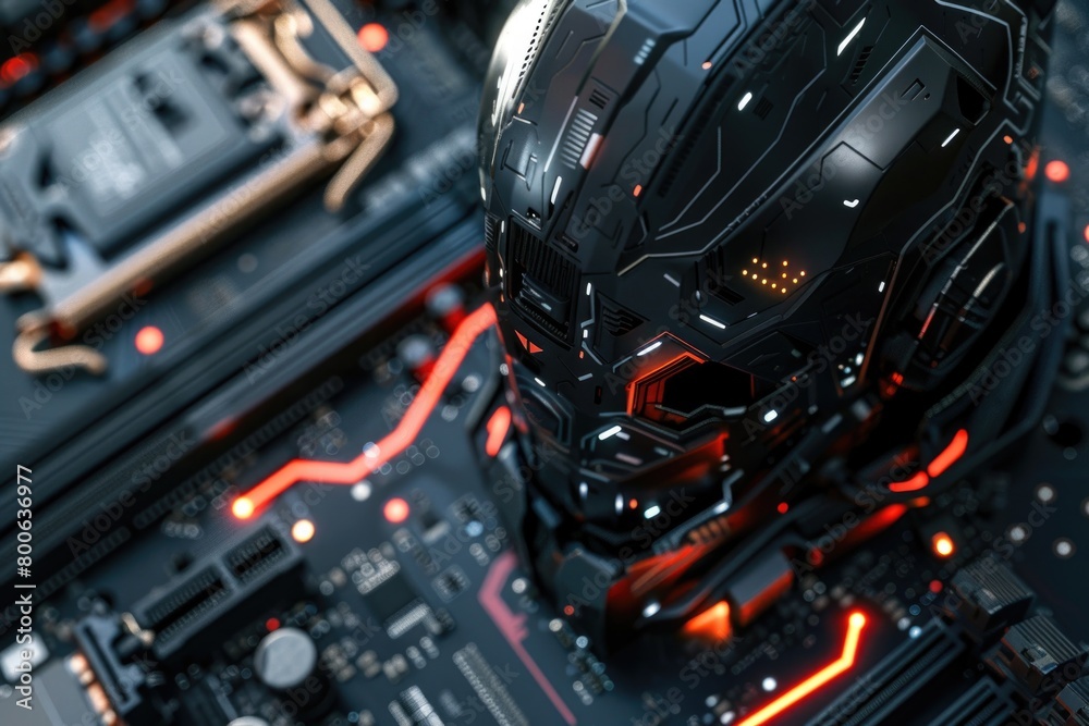Poster detailed view of a computer motherboard, ideal for technology concepts
