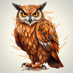 Fototapeta premium Watercolor Owl vector, clipart Illustration, Generative Ai