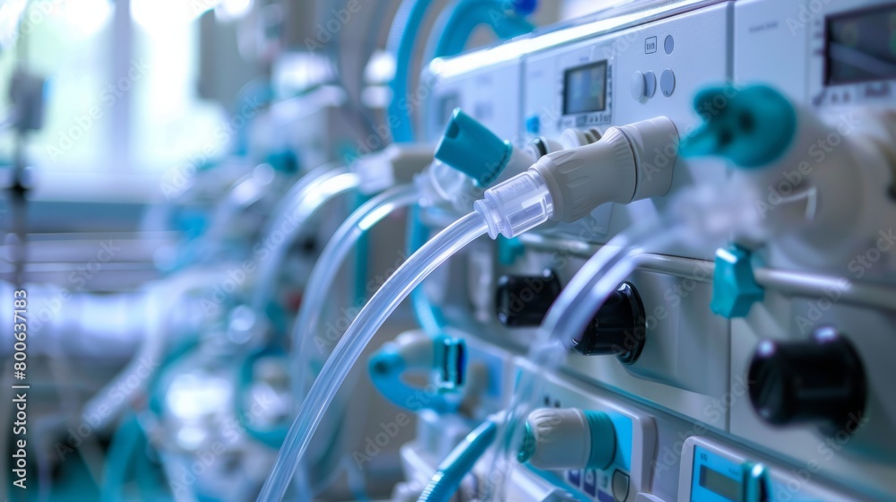 Poster network of wires connecting to machine