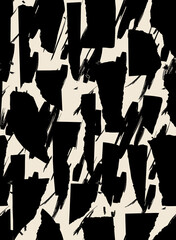 Seamless pattern. Abstract background brush strokes. Monochrome design.