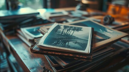 Table Covered With Old Photos