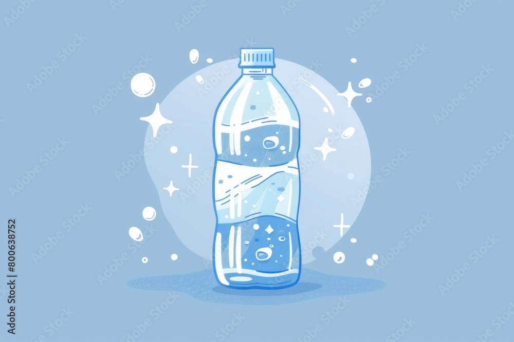 Aufkleber a water bottle with a face drawn on it, suitable for various creative projects