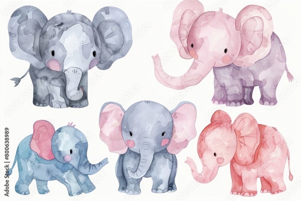 Poster a group of elephants standing next to each other. perfect for wildlife and nature themes