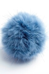 A fluffy blue fur ball on a white background, suitable for various design projects