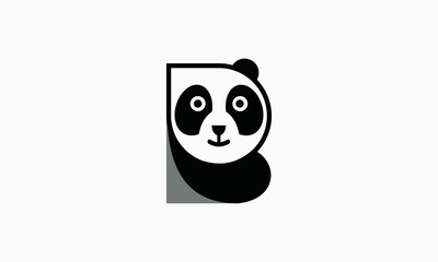illustration of a panda with letter B icon style