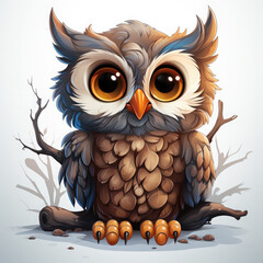 Naklejka premium Watercolor Owl vector, clipart Illustration, Generative Ai