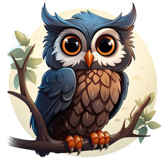 Fototapeta premium Watercolor Owl vector, clipart Illustration, Generative Ai