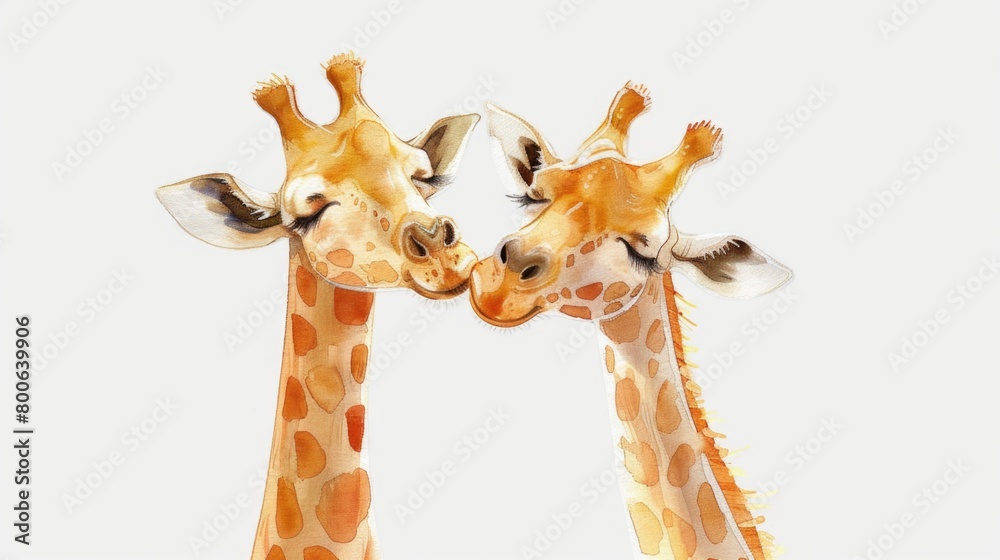 Poster a pair of giraffes standing side by side. ideal for nature and wildlife concepts