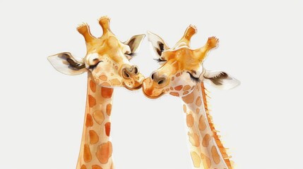 A pair of giraffes standing side by side. Ideal for nature and wildlife concepts
